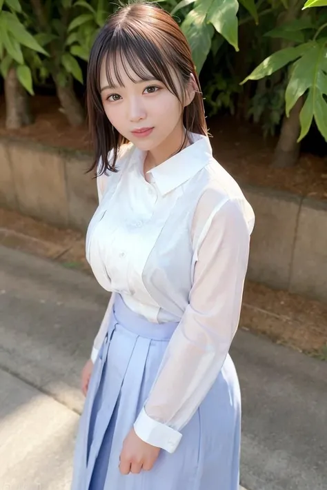 (skin blemish:1.2), (skindentation), black eye, 1woman, 25yo, (((woman))), solo, realistic, best quality, photorealistic, masterpiece, 8k, high res, solo, extremely detailed face, (professional lighting, bokeh), (light particles, lens flare, glowing particles:0.6), (dynamic pose:1.2), soft lighting, top angle view, fashionable and trendy atmosphere, Japan, Hokkaido, street, city, park, shop, river, ((daytime)), sky, ((looking at the viewer:1)), (looking at the camera),(portrait:0.6), cowboy shot, gorgeous, walking, hands down, keep original facial proportion, wide shoulder, full body, (medium breast), (medium hair), brown hair, floating hair, lips, lipstick, smile, floating hair, smile, open_mouth, teeth, office suit, uniform, long skirt, eyelashes, mole, (mole under eye:1), <lora:HoshinoN:0.8>