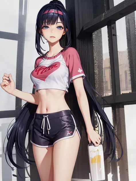 1girl, solo, realistic, masterpiece, best quality,(High horsetail),