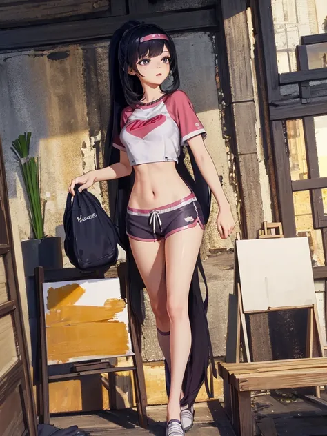 1girl, solo, realistic, masterpiece, best quality,(High horsetail),