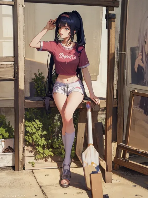 1girl, solo, realistic, masterpiece, best quality,(High horsetail),