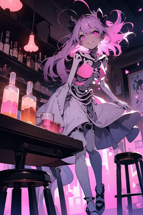 (wide shot, wide-angle lens,Panoramic:1.2),super vista, super wide AngleLow Angle shooting, super wide lens,
tavern scenes, charming personified skeleton, charming anime characters, i can't believe how beautiful this is, light magenta and dark gray, vanitas paintings, acidic and luminous colors, candid moments captured, luminous and dreamlike scenes, nightcore, i can't believe how beautiful this is, light magenta and dark gray, (light magenta:1.5),
(full body:1.1), Dynamic Angle, Perspective, High Point,pov (from below:1.4),
<lora:~Q?-_NuLR tavern scenes8:0.8>