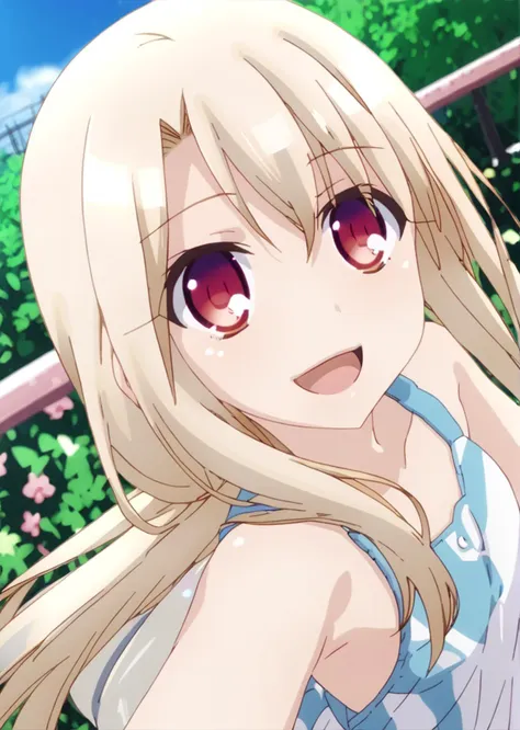 score 9, score 8 up, score 7 up, rating questionable,
detailed background, 
<lora:illya.pony:1>,
illya, 
shiny skin, 
looking at viewer, 
light blush, 
casual modern style outfit, 
outdoor, pov, from side, look up, smile, open mouth,