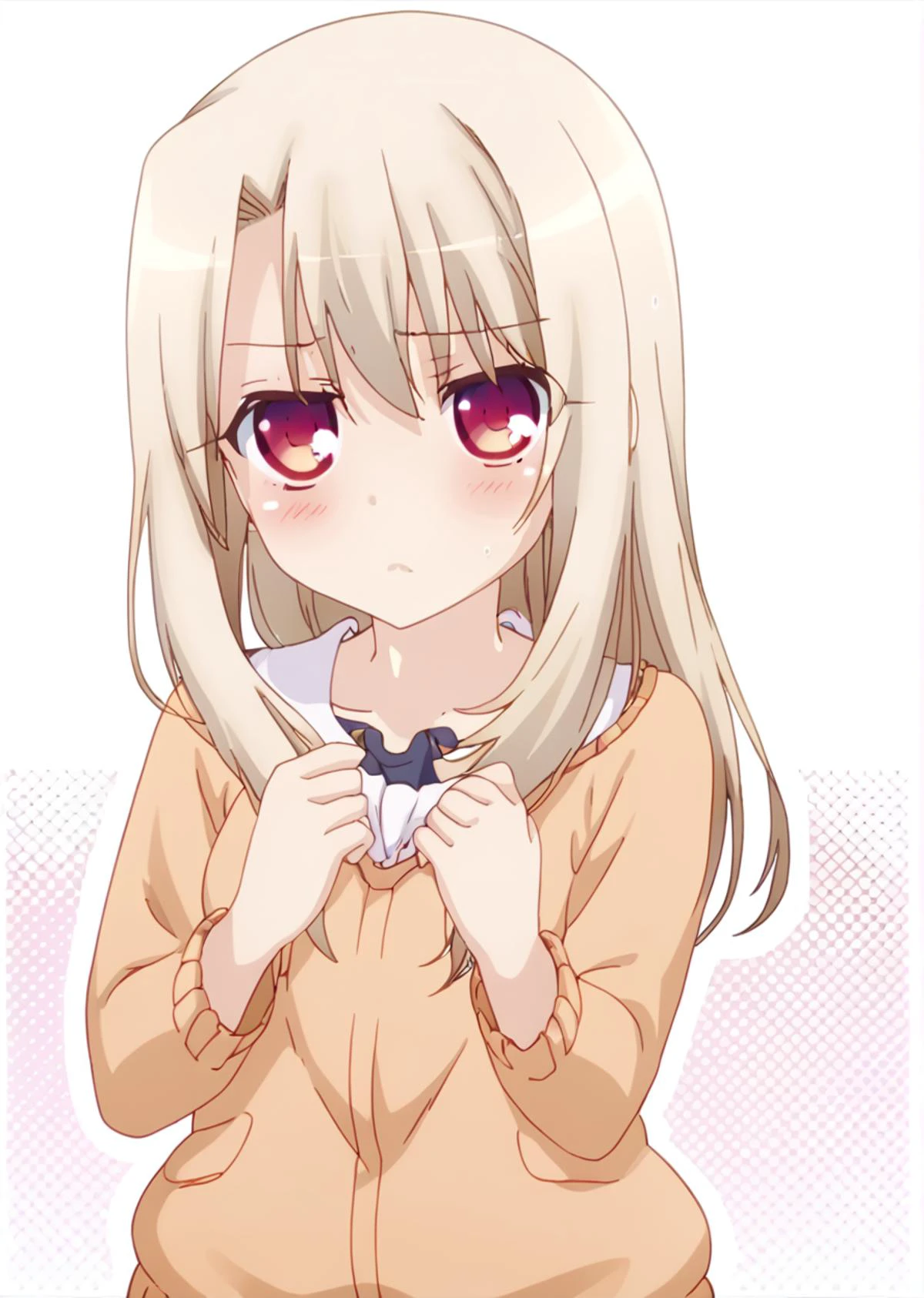 score 9, score 8 up, score 7 up, rating questionable,
detailed background,
<lora:illya.pony:1>,
illya,
wide hips, shiny skin,
looking at viewer,
blush, half-closed eyes, frown,
casual modern style outfit,