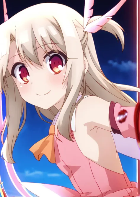 score 9, score 8 up, score 7 up, rating questionable,
detailed background,
<lora:illya.pony:1>,
illya, ruby,
shiny skin,
looking at viewer,
light blush, happy, smile, sideboob, 
outdoor,