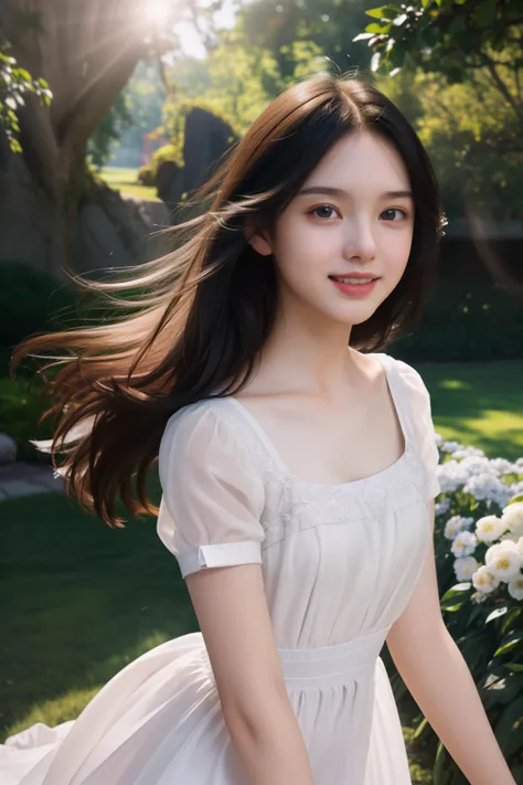 masterpiece, best quality, 1girl, (extremely detailed face and eyes:1.2), (white skin:1.4), (upper body:1.3), <lora:ellieFanning:0.8>, smile,