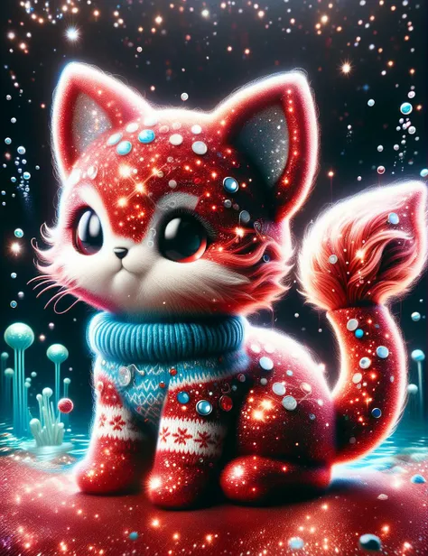 <lora:SDXLRedGlitter:1> RedGlitter, an adorable water kitty, fin tail, aquatic creature, water creature, high quality, pokemon, cute, adorable   <lora:SDXLChristmasSweater:0.6> ChristmasSweater