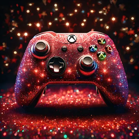 pencil drawing xbox controller,glowing dusty effect in the backround,bokeh,studio photo,highly detailed,RedGlitter,<lora:SDXLRedGlitter:0.7>,