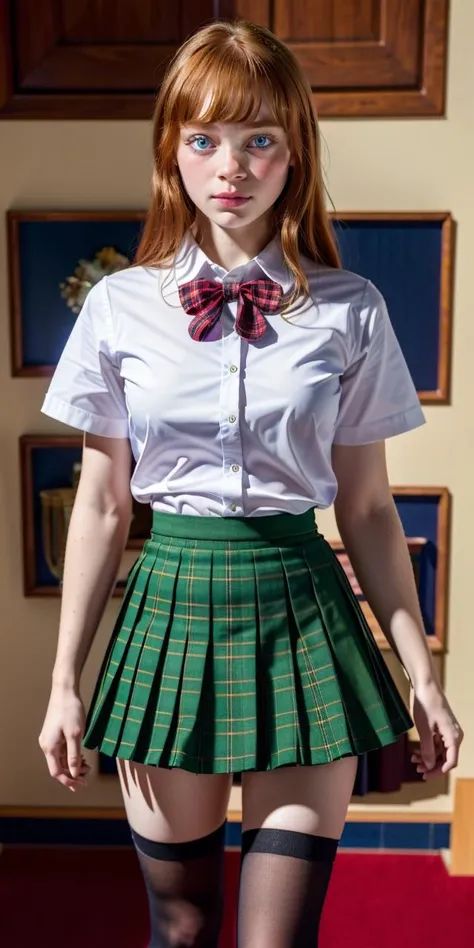 (8k, RAW photo, best quality, masterpiece:1.2), (realistic, photo-realistic:1.37), ultra-detailed,(detailed beautiful girl:1.4),1 girl, <lora:JP SCHOOL UNIFORM:0.5>JP SCHOOL UNIFORM,22 years old,face,looking at viewer,(dark check skirt) <lora:Sadie_sink-v1:0.4>Sadie_sink-v1