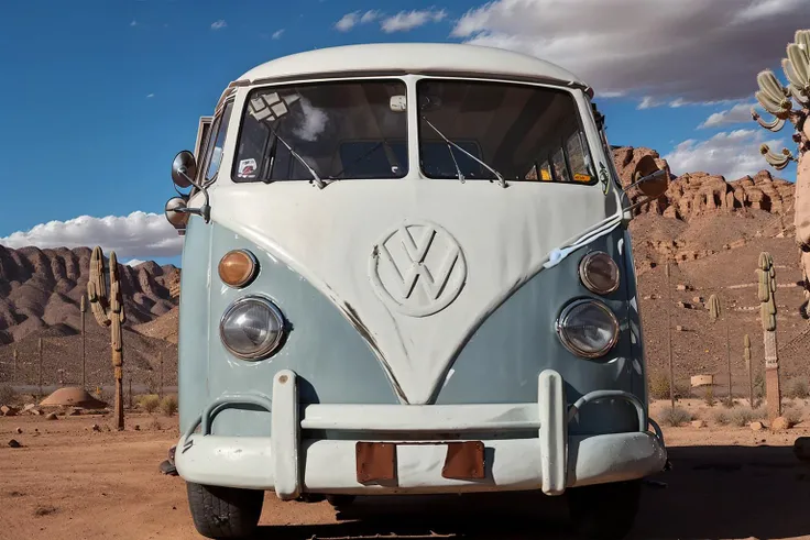 a volkswagen kombi rolling in a desert ,<lora:vwk0mb1:1>,chiaroscuro <lora:epiNoiseoffset_v2:1>