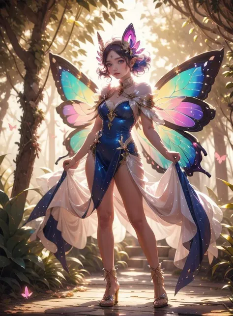 fairy, butterfly_wings,gem,standing,full body,vibrant colors,stunning environment ,soft lighting,gorgeous light and shadow,, upperbody, in the forest, mysterious
<lora:Flower_fairy:0.6>