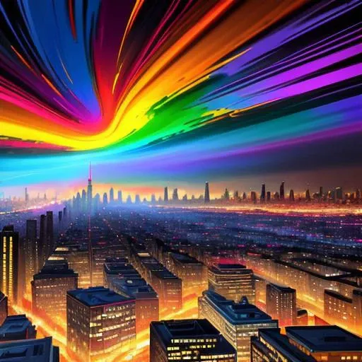 expressionist A distorted cityscape with buildings twisted into grotesque forms, as if the very fabric of reality was unraveling in a swirl of turbulent colors and chaotic brushstrokes. . raw, emotional, dynamic, distortion for emotional effect, vibrant, use of unusual colors, detailed