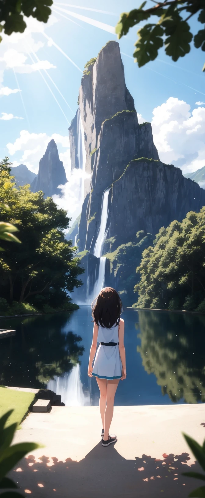 (wide shot, very wide shot, blurry foreground, blurry background, perspective:1.3), NSFW, (1girl, solo focus:1.2), full body, Sacred mountain, towering peaks, lush vegetation, crystal clear waters, peaceful atmosphere, ([Marnie \(Pokemon Series\)2-weight__), (__angle____3-weight__), __view__, looking away, __emotionOn Knees, Praying, Own Hands Together, Closed Eyes, female, subsurface scattering:0.9, ray traced:1.5, depth of field:1.4, bokeh:0.8, god rays:0.7, vivid colors:1.4, cinematic hard lighting:0.8, realistic shadows:0.7,<lora:epiNoiseoffset_v2:1.0>,