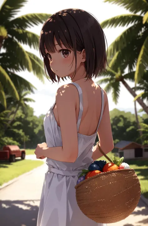 (wide shot, very wide shot, blurry foreground, blurry background, perspective:0.9), SFW, (1girl, solo focus:1.2), wide shot, The Coconut Plantation, where workers harvest the tasty fruit, ([Chitanda Eru \(Hyouka Series\)|Kohaku \(Dr.stone Series\)]:0.5), (pov:0.9), from behind, looking away, closed mouth, Zombie Pose, female, subsurface scattering:0.8, ray traced:1.1, depth of field:1.3, bokeh:0.6, god rays:0.6, vivid colors:0.5, cinematic hard lighting:0.8, realistic shadows:0.8,<lora:epiNoiseoffset_v2:1.0>,