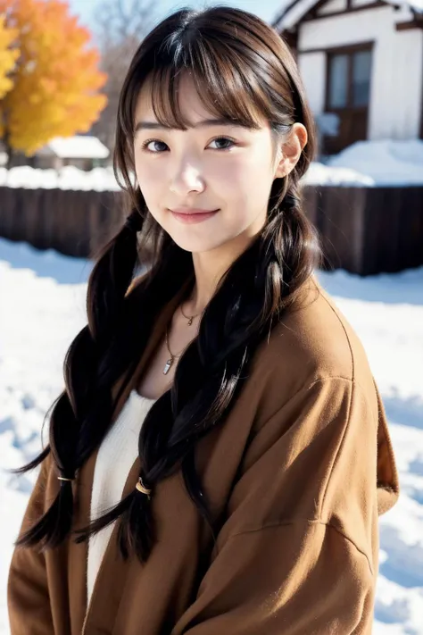 1girl, solo,looking at viewer, full body,jewelry, necklace, realistic, brown hair, blurry background, blurry,bangs, black eyes,braided hair,down jackets,
Warm sun,Winter clothes,Winter,snow,(nsfw:0.8)
<lora:Kuphy v1:0.3>