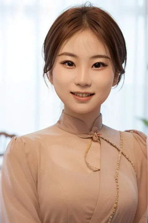 8k uhd,RAW photo,a japanese beauty girl,(real person:1.3),(highres:1.4),(detailed:1.5),(realistic:1.7),
masterwork,RAW photo,art portrait photography,real person,RAW photograph,ultra high res,photorealistic,best quality,(high detailed skin,skin details),visible pores,shiny skin,masterpiece,incredibly_absurdres,finely detail,colorized, an extremely delicate and beautiful,extremely detailed 8K wallpaper,8k high quality,film grain,DSLR,beautiful girl with beautiful details,(looking at viewer),professional photography lighting,extremely detailed eyes and face, eyes with beautiful details,analog style,please pay close attention to the details,blush,cute and playful,adorable,thin bangs,mole,(splendid and colorful:1.1),straightteeth,smile,hanfu,   <lora:318_lora:0.9>