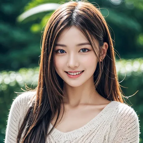Japanese women, In their 30s, White background, simple背景,Long Hair、White-brown hair, Slender, 4K, 8K, High quality, Beauty products, EyesBeautiful Eyes, simple, It is high resolution.,1 person,Beautiful Skin,Beautiful Skin、Natural smile、Wearing a white shirt