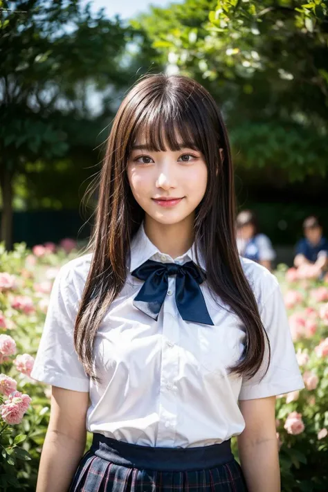 (8k, RAW photo, best quality, masterpiece:1.2), ultra detailed, ultra high res,
(realistic, photo realistic:1.37), high detail RAW color photo, professional photograph, depth of field,
an extremely delicate and beautiful, extremely detailed, 8k wallpaper, Amazing, finely detail, huge file size, official art, extremely detailed CG unity 8k wallpaper,
extremely detailed beautiful girl, extremely detailed face, extremely detailed eyes, extremely detailed skin, extremely detailed fingers, extremely detailed nose, extremely detailed mouth, perfect anatomy, highly detailed background, extremely detailed clothing,
1girl, (18 years old:1.2), teenage, cute girl, famous japanese idol, kawaii,
realistic body, petite,
fair skin, shiny skin, slender body, good figure,
black hair, long straight hair, (blunt bangs:1.2),
smile, cute, young, cute face, baby face, realistic face,
beautifully detailed eyes, drooping eyes, beautiful big eyes, large dark eyes, beautiful and clear eyes,
(school uniform:1.2), bow, white collared shirt, skirt, short sleeve,
looking at viewer, cowboy shot, face the front, standing posture, contrapposto,
outdoors, midday, field, carpet of flowers, flowers all over, surrounded by flowers, colorful flowers,
dynamic lighting,
<lora:test_01:0.2>, <lora:test_02:0.1>, <lora:test_03:-1:1,0,0,0,0,0,0,0,1,1,1,1,1,1,1,1,1>, <lora:test_04:0.2>