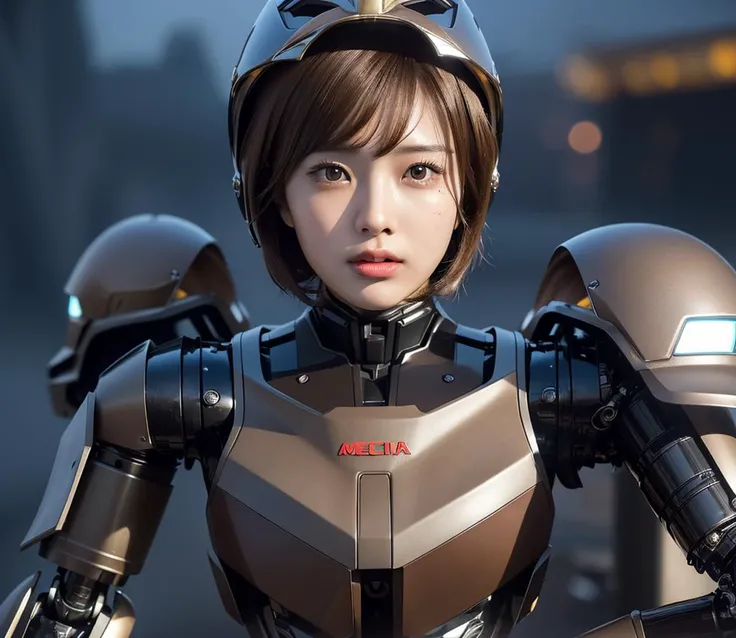 1girl, ultra realistic, super high resolutions, best quality, masterpiece, depth of field, realistic, photo-realistic, cinematic, young and beautiful japanese female, (((wearing helmets)))+++, 1mecha ,perfect face, fit, graceful, finely detailed beautiful face, vibrant, kind, wise, (short brown bob hair in the air:1.38), brilliant, artistic color palette, color grading, Extremely detailed, dynamic lighting, sharp, (long legs:1.34), (50mm lens wide shots:1.36), (front angle shots:1.38), (complex, Machine background ,spaceship outdoors background, Mecha Transport parts:1.38), (dark and foggy environment:1.38), ((heavy fog environment:1.38)), (battlefield behind:1.38), perfect body figure, ultra big light brown eyes, big beautiful eyes, detailed eyes, detailed face, light makeup, seductive look, (front facing viewer:1.38), w,detailmaster2,emb3r4rmor, head gear, arm armor, leg armor ,mecha, SF2CL, Uniform,Mecha warrior,jump,Mecha,non-humanoid robot <lora:JapaneseDollLikeness_v15:0.3> <lora:koreanDollLikeness:0.1>