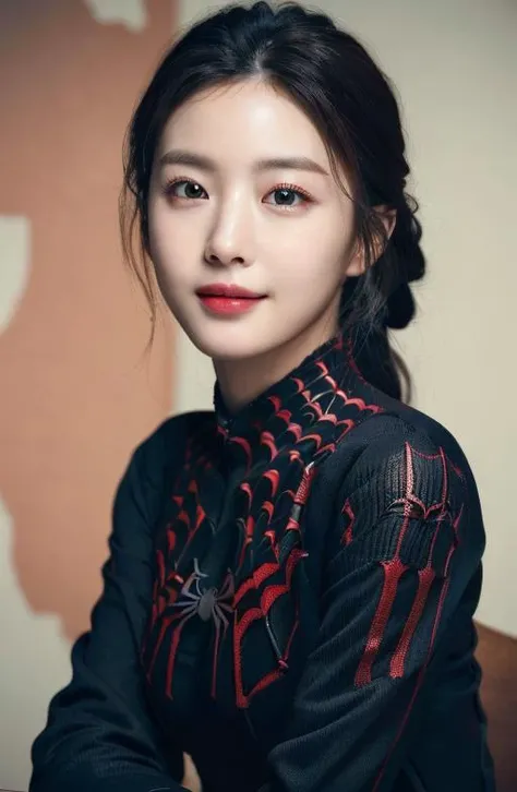 (ultra realistic) , (illustration), (increase resolution), (8K), (extremely detailed), (best illustration), (beautiful detailed eyes), (best quality), (ultra-detailed), (masterpiece), (wallpaper), (detailed face), solo,1 girl, looking at viewers, black hair, delicate details, pureerosfaceace_v1,(spider Man suit), smile, goYounJung,
<lora:goYounJungGoYoonJung_v20:0.4>