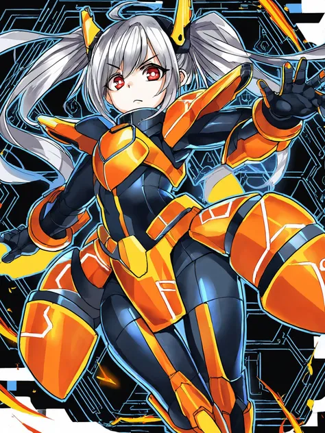 score_9, score_8_up, score_7_up, zPDXL, zPDXLpg, source_anime, <lora:offset_0.2:0.1>, <lora:spo_sdxl_10ep_4k-data_lora_webui:1>,
1girl, solo,
(sky striker ace - roze:1.5), twintails, red eyes, gray hair, <lora:Sky Striker Ace - Roze ponyXL v1:0.8>,
yellow power armor, yellow headgear, yellow gloves, yellow thigh boots, yellow shield wings, <lora:Sky striker ace - raye ponyXL v4.1:0.6>,
cowboy shot, (honeycomb \(pattern\):1.5)