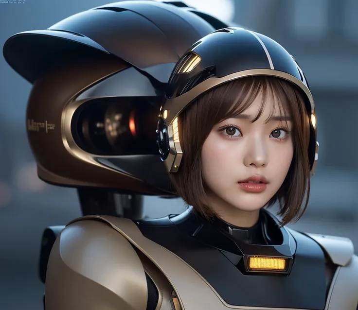 1girl, ultra realistic, super high resolutions, best quality, masterpiece, depth of field, realistic, photo-realistic, cinematic, young and beautiful japanese female, (((wearing helmets)))+++, 1mecha ,perfect face, fit, graceful, finely detailed beautiful face, vibrant, kind, wise, (short brown bob hair in the air:1.38), brilliant, artistic color palette, color grading, Extremely detailed, dynamic lighting, sharp, (long legs:1.34), (50mm lens wide shots:1.36), (front angle shots:1.38), (complex, Machine background ,spaceship outdoors background, Mecha Transport parts:1.38), (dark and foggy environment:1.38), ((heavy fog environment:1.38)), (battlefield behind:1.38), perfect body figure, ultra big light brown eyes, big beautiful eyes, detailed eyes, detailed face, light makeup, seductive look, (front facing viewer:1.38), w,detailmaster2,emb3r4rmor, head gear, arm armor, leg armor ,mecha, SF2CL, Uniform,Mecha warrior,jump,Mecha,non-humanoid robot <lora:JapaneseDollLikeness_v15:0.3> <lora:koreanDollLikeness:0.1>