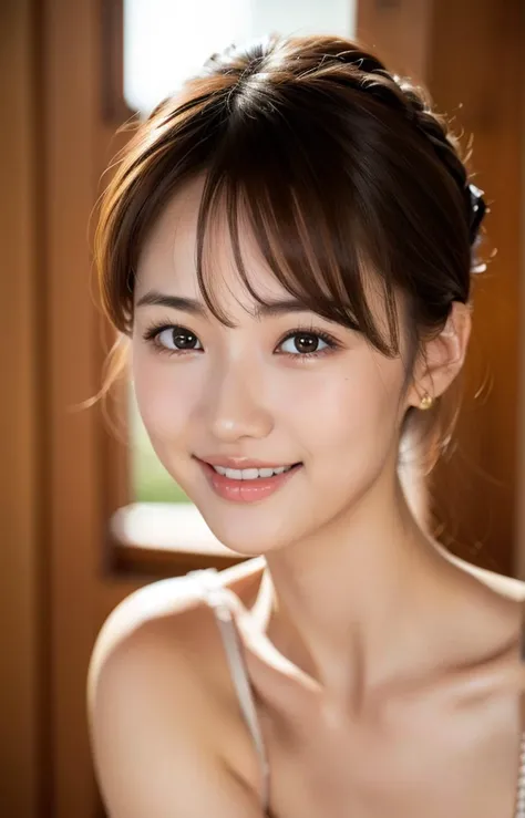 8k uhd,RAW photo,a japanese beauty girl,(real person:1.3),(highres:1.4),(detailed:1.5),(realistic:1.7),
masterwork,RAW photo,art portrait photography,real person,RAW photograph,ultra high res,photorealistic,best quality,(high detailed skin,skin details),visible pores,shiny skin,masterpiece,incredibly_absurdres,finely detail,colorized, an extremely delicate and beautiful,extremely detailed 8K wallpaper,8k high quality,film grain,DSLR,beautiful girl with beautiful details,(looking at viewer),professional photography lighting,extremely detailed eyes and face, eyes with beautiful details,analog style,please pay close attention to the details,blush,cute and playful,adorable,thin bangs,mole,(splendid and colorful:1.1),straightteeth,smile,