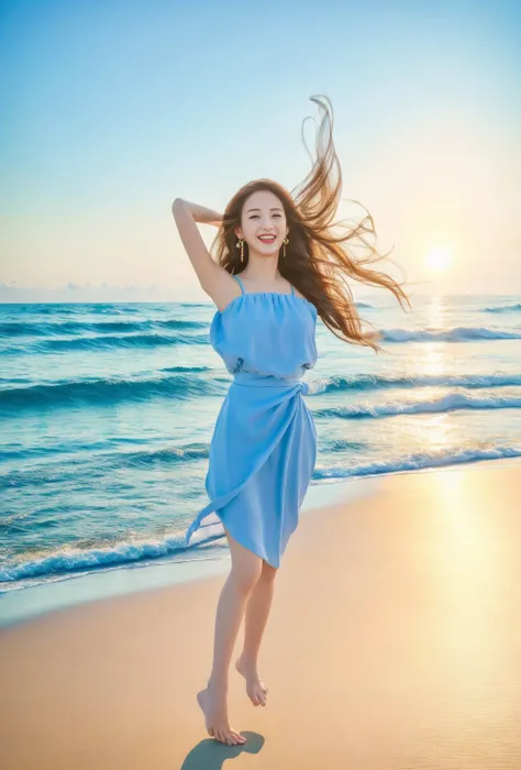 (masterpiece, top quality, best quality, official art, beautiful and aesthetic:1.2), (((1girl fly in the sky))), ((windy)),(jumping),white clouds, blue sky,(((full body))),highest detailed, (shiny skin) ,(earrings),(arms open)
laughing out loud,
<lora:my_ZhaoLY:0.8>,
(masterpiece:1.3), (8k, photorealistic, RAW photo, best quality: 1.4),beautiful face, (realistic face), absurdres, attractive, ultra high res, ultra realistic, highly detailed, golden ratio, (outdoor, ocean, dawn)