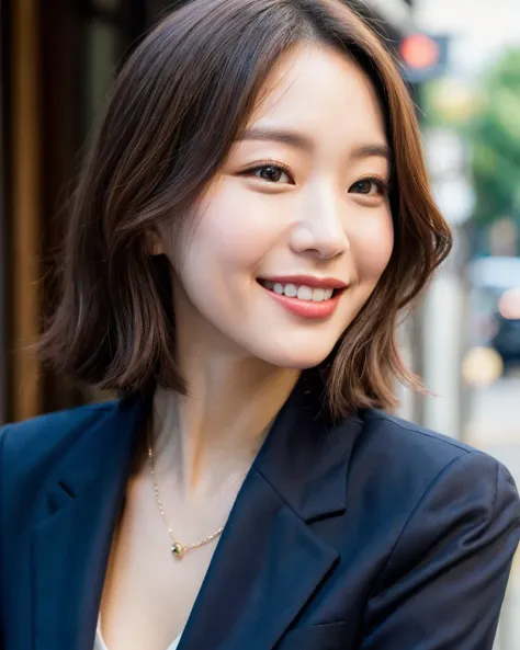 close up of 1 female, 35mm masterpiece, <lora:epiNoiseoffset_v2:1> <lora:add_detail:1>,
black suit, smile