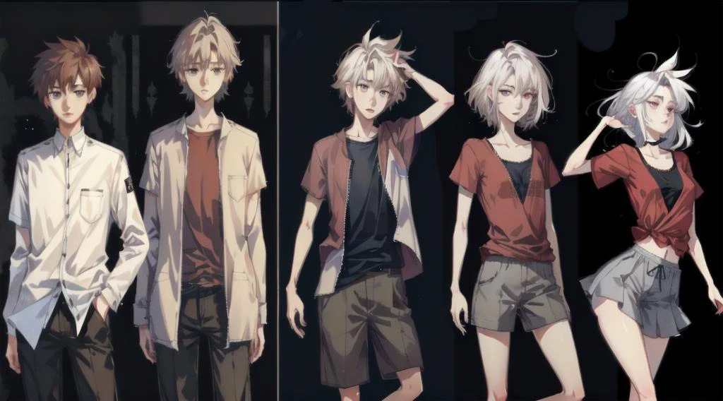 Clear, high resolution, thin and soft and weak human boy in masculine clothes, gender transformation, mtf, sequence, <lora:gender-transformation:1.0>, no muscles, <lora:muscle_slider_v1:-3>