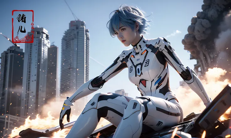 Epic CG masterpiece, AYANAMI REI,hdr,dtm, full ha, Sitting on mecha device, 8K, ultra detailed graphic tension, dynamic poses, stunning colors, 3D rendering, surrealism, cinematic lighting effects, realism, 00 renderer, super realistic, full - body photos, super vista, super wide Angle, HD,
(Short light blue hair:1.2)(red eyes:1.3)solo,
<lora:~Q?-~lN= AYANAMI REI:0.9>