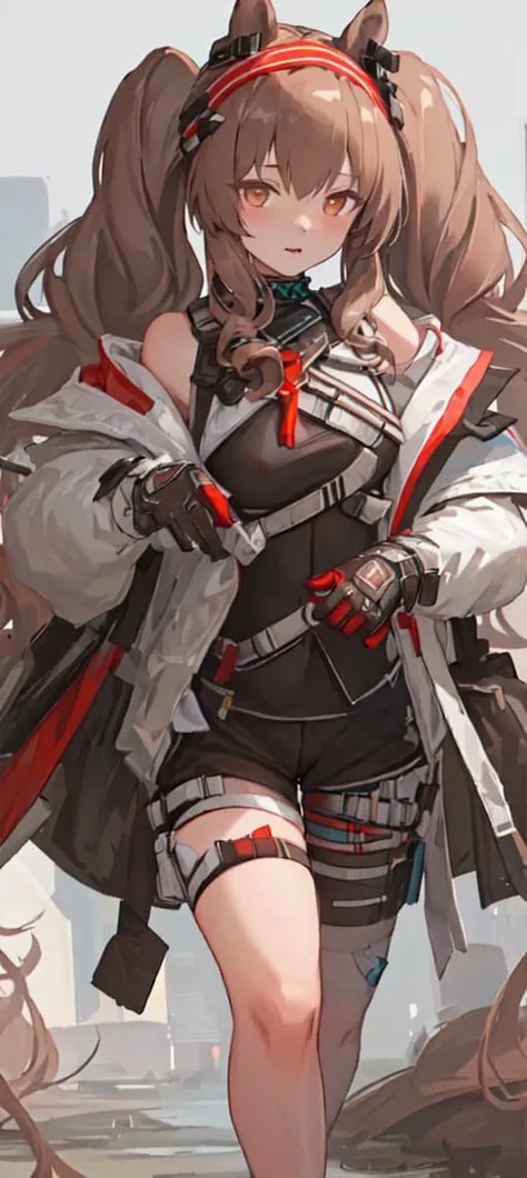 best quality,highly detailed,masterpiece,ultra-detailed,illustrationl,brown hair,long hair,1girl,light,huge_filesize,incredibly_absurdres,beatiful detail,high saturation,ponytail-tying, close-up,long twintails,random background
<lora:ArknightsAngeline_v10:1>,headband,MULTIPLE STRAP
