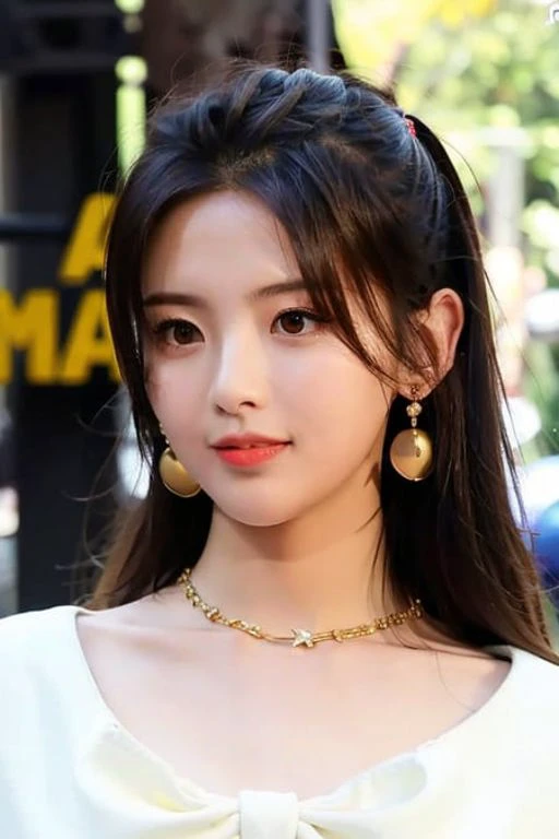 <lora:cnGirlYcy_v10:1>, best quality, ultra high res, photorealistic, realistic, 1girl,medium hair, black hair, solo, black_eyes, earrings, cosplay_photo, looking at viewer,full body, depth_of_field, sunshine, bokeh, blurry_background, looking_at_viewer, white sexy dress