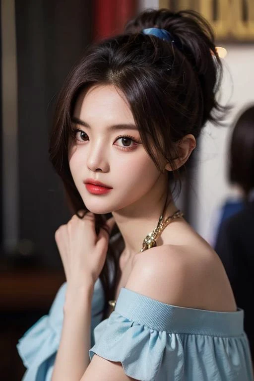 Best quality, masterpiece, ultra high res, (photorealistic:1.4), 1girl, offshoulder, deep shadow, shiny skin <lora:ycy_v1.0:0.8>
