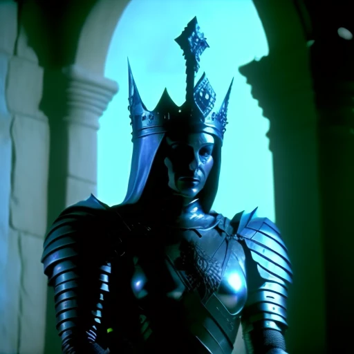 a (((queen))) in holding a sword of flames in 80sdarksouls style