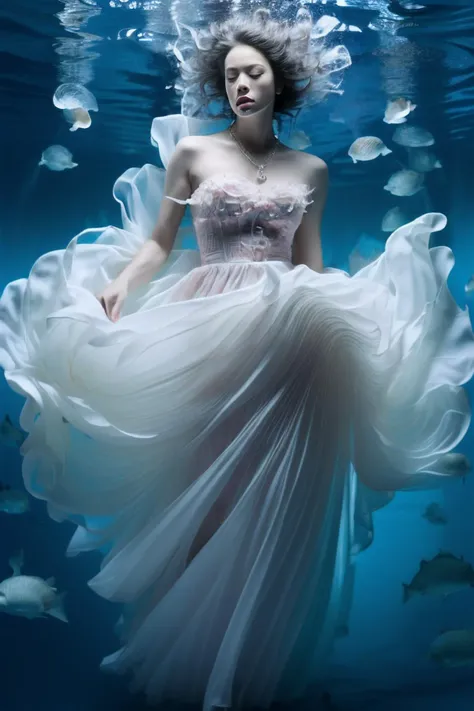 (dramatic, gritty, intense:1.4), masterpiece, best quality, 8k, insane details, intricate details, hyperdetailed, hyper quality, high detail, ultra detailed, Masterpiece,
1girl, beautiful slender face, (Extremely temperament detailed and beautiful face:1.1), solo, underwater, bubble, air bubble, bare shoulders, skirt hold, wet clothes, light pink dress, ornate jewelry & jewelry, necklace, earrings, bracelet, nature makeup, long dress, (full body:1.0), barefoot, puffy sleeves, float, (long hair, light pink hair:1.4), blue theme, realistic, Black background, Water as smooth as a mirror, beautiful detailed water, reflection pool, dynamic angle, floating, (Real water, Realistic water, flowing water:1.5), ripples, <lora:xyuer_Underwater photography:1>,