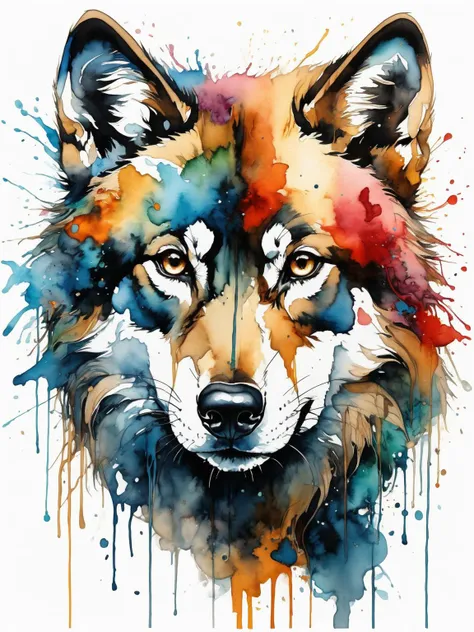 (Gorgeous Painting:1.3) of (Masterpiece:1.3),of (watercolor painting),(Wolf:1.3), (art by Carne Griffiths:1.3), (tertiary color:1.3), (secondary color:1), (primary color:.7), vibrant color, deep shadow, ((Abstract, Abstraction, Artistic, Rim Lights, Rim Lighting, Rim Light, Edge Lighting, absurdres, high resolution, (8k resolution), 8k, 8kres, 8k res, super resolution, ultra hd, megapixel, high details, detailed and intricate, intricate details, high intricate details, absurd amount of details)),,(by Artist Alberto Seveso:1.4),(by Artist Conrad Roset:1.4),(by Artist Ivan Bilibin:1.3),(Process Art:1.8) <lora:xl_more_art-full-beta1:0.3>