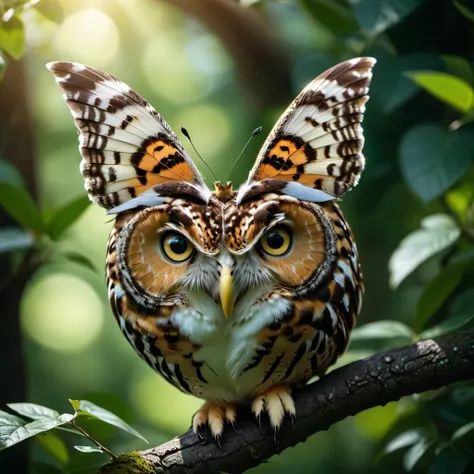 Positive: cinematic photo a full shot of a hybrid with (butterfly:1.3) wings and(owl head:1.5), (nature:0.3) ultra detailled, photo, 200mm <lora:xl_real_beta1:0.7>
. 35mm photograph, film, bokeh, professional, 4k, highly detailed