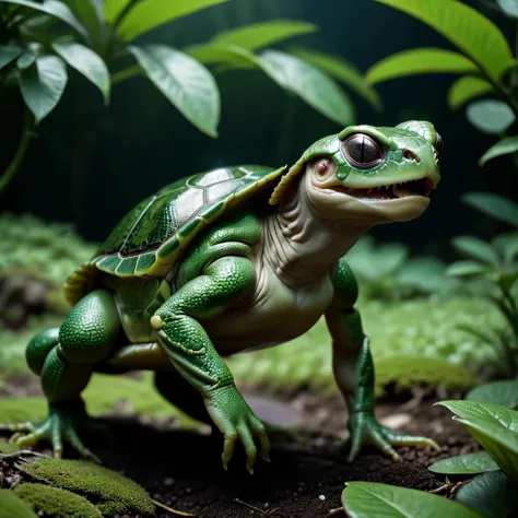 Positive: cinematic photo a full shot of a hybrid with (frog) body and(turtle head:1.2) creature by moebius, (nature:0.3) ultra detailled, photo, 200mm <lora:xl_real_beta1:0.7>, horror movie xenomorph screaming by Diane Arbus taken by Joshua Hoffine taken by Rick Jones . 35mm photograph, film, bokeh, professional, 4k, highly detailed