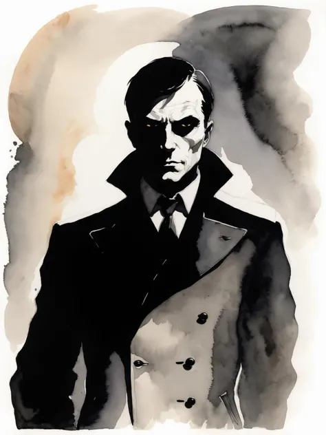 portrait of a The Shadow Man - An ethereal figure that lurks in the background, whose motives are unclear, noir style, ink and watercolor, half of full figure, flat white background
<lora:xl_more_art-full-beta1:0.1>