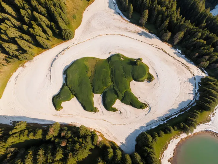 Aerial, fields, forest, rocks, water, river, snow, sand, grass, road, lake,
big stylized shape of a bear, landart
<lora:xl_more_art-full-beta2:1.0>