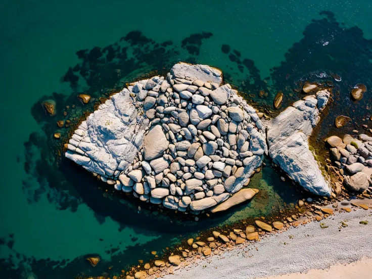 big stylized light grey shape of a fish made of rocks, landart
Aerial, rocks, beach, water, river, road, sea, island
<lora:xl_more_art-full-beta2:1.0>