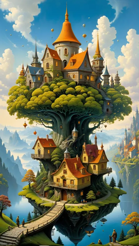 human thoughts art, elegant extremely detailed fantasy, intricate oil on canvas, crisp quality, Epic, extremely beautiful art by Gediminas Pranckevicius, Jacek yerka, Android jones, Thomas Kinkade<lora:xl_more_art-full_v1:0.5>