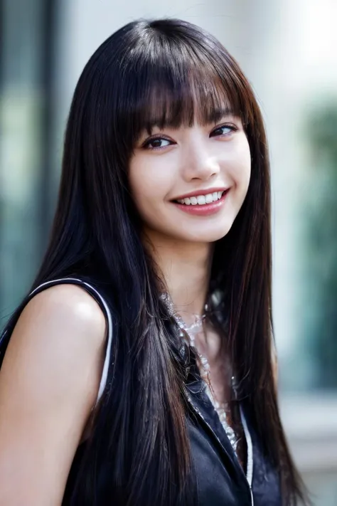 <lora:AAW-lisa:0.65>, (masterpiece, best quality, beautiful quality, photorealistic, detailed lighting, extremely detailed skin, extremely detailed hair, shadows, 8k, a picture of a woman, black hair, upper body, 1girl, smile, grin, squinting, teeth showing, looking at viewer, fcPortrait:1.2), <lora:add_detail:1>