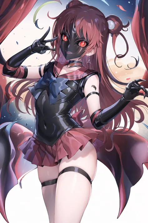 1girl, <lora:MaskedEvil:0.9>, MEvil, red eyes, glowing eyes, <lora:EvlSM-15:0.9>, EvlSM, long legs, sailor senshi uniform, crescent, crescent facial mark, 1girl, best quality, masterpiece, highres