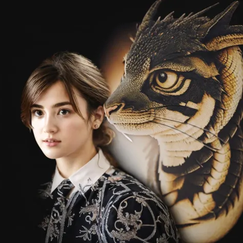 (double exposure:1.3), meme, <lora:Meme_AwkwardCatPhoto:1> dragon, black background
