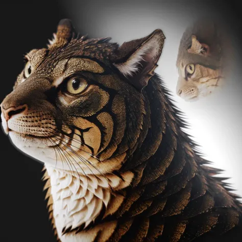 (double exposure:1.3), meme, <lora:Meme_AwkwardCatPhoto:1> dragon, black background