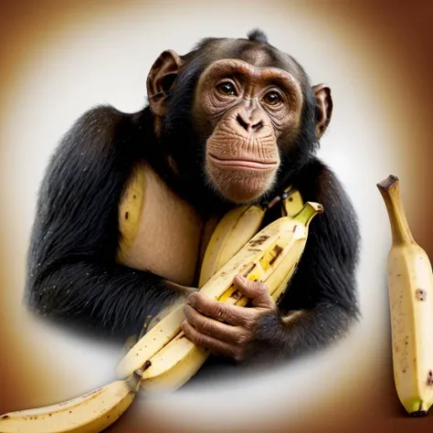 (double exposure:1.3), meme, <lora:Meme_AwkwardCatPhoto:1> a chimpanzee holding a banana, (banana insert photo:1.2)