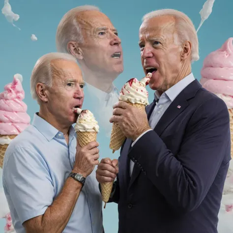 <lora:AwkwardCatPhoto:1> ((double exposure)), Joe Biden Eating Ice Cream