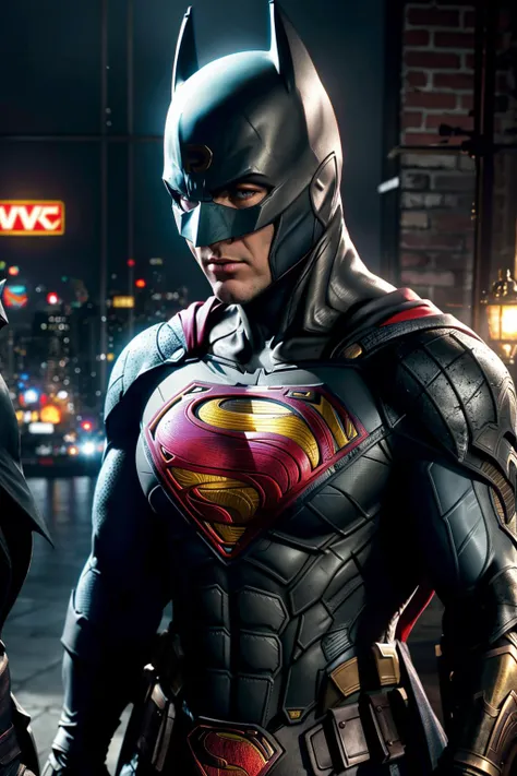 Cinematic film still of epic standoff ((batman vs superman)), cinematic dramatic atmosphere, sharp focus, volumetric lighting,
detailed, realistic, colorful, vibrant, intricate, masterpiece, highest quality, vignette, best quality:1.4,
in the style of nicola samori, by Tsutomu Nihei,
fantasy style, (dark shot:1.17), epic realistic, faded, ((neutral colors)), art, (hdr:1.5), (muted colors:1.2), hyperdetailed, (artstation:1.5), cinematic, warm lights, dramatic light, (intricate details:1.1), complex background, (rutkowski:0.8), (teal and orange:0.4), colorfull, (natural skin texture, hyperrealism, soft light, sharp:1.2), (intricate details:1.12), hdr, (intricate details, hyperdetailed:1.15),