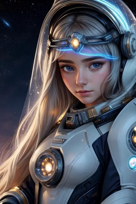 ((art by Daniela Uhlig )) WeronikaKaniewska as ((small breasts, young girl , slender body, )) (( ,Nova the Galactic Voyager: Description: Nova is an interstellar explorer, with hair resembling swirling galaxies and eyes reflecting the cosmos. Her skin has a faint, starry pattern, and she wears a futuristic spacesuit adorned with cosmic motifs and twinkling lights. )) , she Sitting with poise, shoulders back and head held high, she exudes authority and grace, a true vision of royalty and she is Passionate, A heated look, a flushed face, and a quickened breath , perfect body proportions, realistic skin details BREAK, ultrasharp, ultradetailed, perfect quality, masterpiece, intricated details, ultra clear, <lora:add_detail:0.7>, <hypernet:sxzBloom_sxzBloom:0.3>, detailed skin perfectly detailed face, sharp face, japanese castle in background